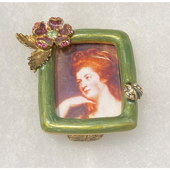 Jay Strongwater Square Floral Picture Frame Lady Bug Insect Flower Signed - Picture 3 of 7